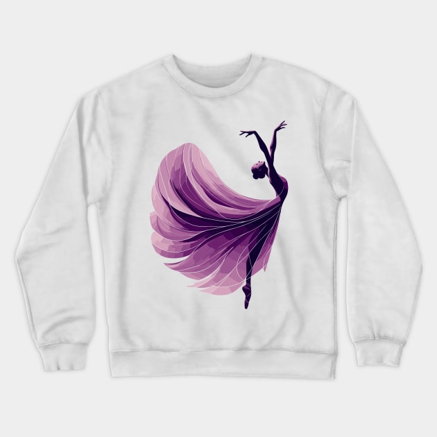 Beautiful ballerina in an elegant purple dress dancing. Vector illustration, tiptoe pose, ballet performer Crewneck Sweatshirt by Nora Liak